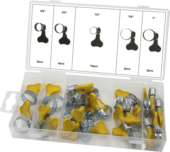 Spændebånd m/plastgreb sortimentsæske 26 dele